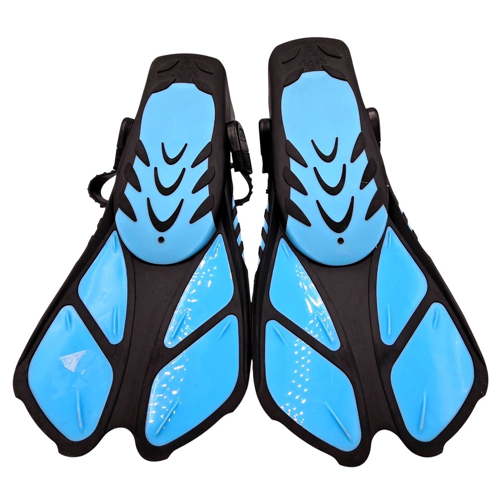 Snorkel Fins Flippers Open Heel Adjustable Straps Size S/M 4.5-8.5 Short Blade‎